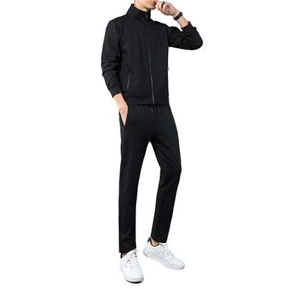 Pánská USB vyhřívaná souprava ve stylu tracksuit se zapínací bundou a kalhotami s nastavitelným pasem – teplá souprava do chladných dnů, na běžné nošení, trénink a volný čas