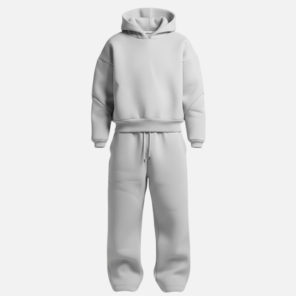 Męski oversize’owy dres z bluzą z kapturem i joggerami – swobodny, dwuczęściowy zestaw streetwearowy na podróże, do odpoczynku i na co dzień