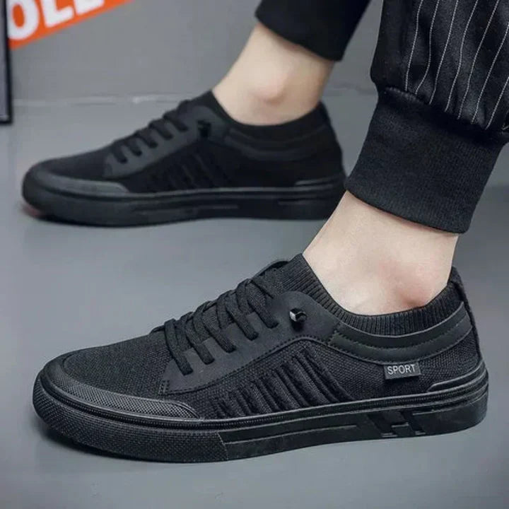 Herre Åndbare Lave Sneakers Med Snørebånd Og Teksturerede Paneler – Lette Fritidssko Til Sommer, Byliv Og Hverdagsbrug