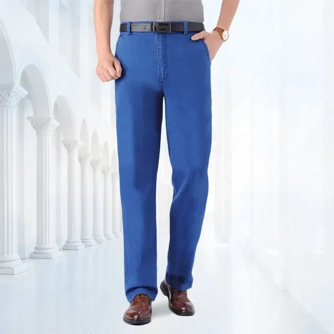 Pánské džíny střihu straight fit s elastanem – klasické džínové kalhoty s flexibilním střihem pro práci, každodenní nošení a smart casual styl