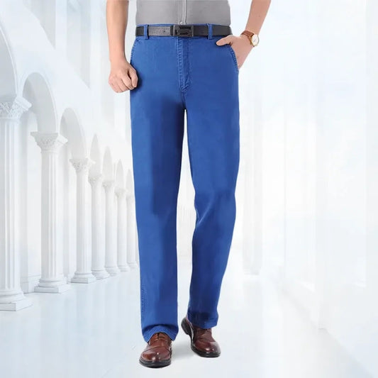 Men's Straight-Fit Stretch Jeans - Classic Denim Pants with Flexible Fit for Work, Everyday Wear, and Smart Casual Style