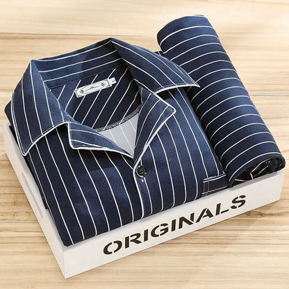 Men's Printed Pajama Set with Button Closure – 2-Piece Sleepwear for Relaxing, Lounging at Home, and Gifting