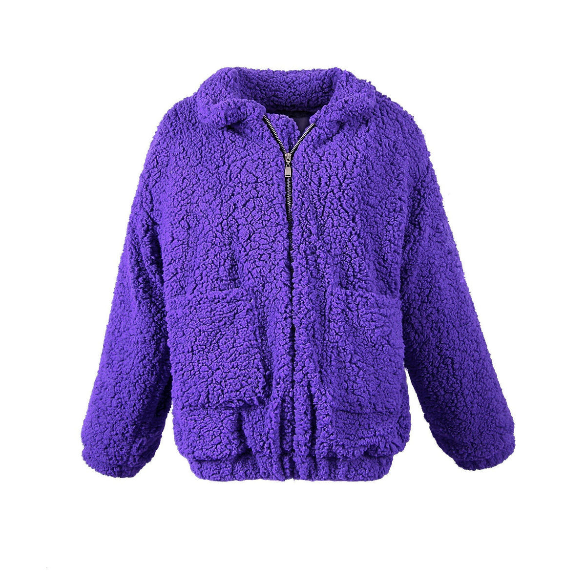 Dámská bunda z teddy fleecu na zip v oversized střihu – měkké a hřejivé svrchní oblečení na podzim, zimu, každodenní nošení a volný čas