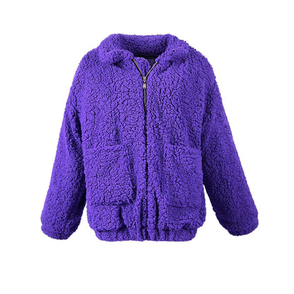 Dámská bunda z teddy fleecu na zip v oversized střihu – měkké a hřejivé svrchní oblečení na podzim, zimu, každodenní nošení a volný čas