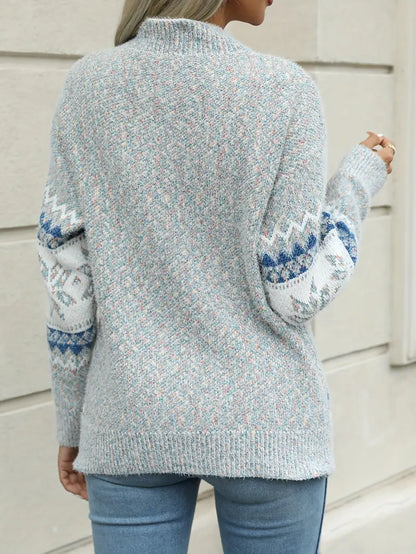 Dame Fair Isle-striksweater Med Mønster – Blød Og Varm Vinterpullover Til Hverdagsbrug, Fritid Og Hyggelig Stil
