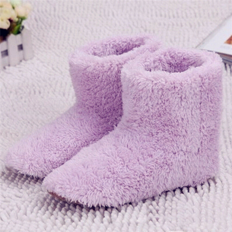 Women's USB-Heated Plush-Lined Winter Bootie Slippers - Washable and Non-Slip Slippers for Cold Days, Home and Relaxation