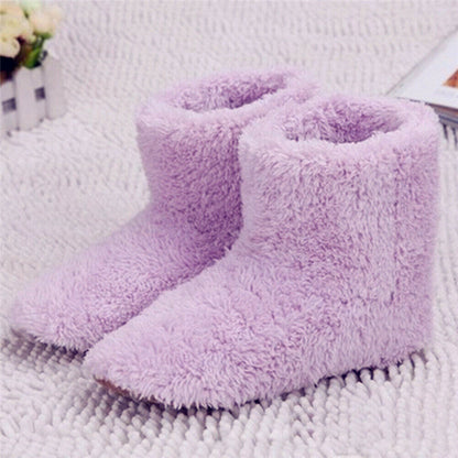 Women's USB-Heated Plush-Lined Winter Bootie Slippers - Washable and Non-Slip Slippers for Cold Days, Home and Relaxation