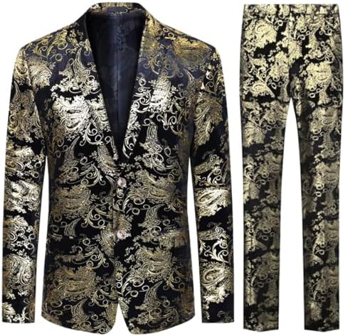 Smoking bărbătesc din două piese, cu jacquard paisley – costum elegant și atrăgător pentru nunți și ocazii festive