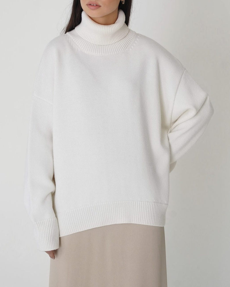 Dame Oversized Rullekravesweater – Afslappet Vinterstrik Til Daglig Lagdeling