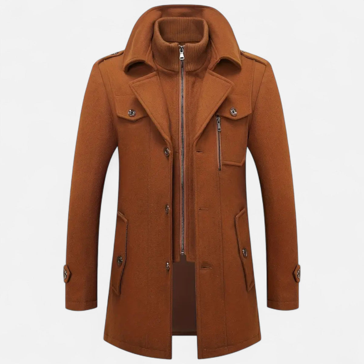 Męski płaszcz tweedowy slim fit – klasyczna odzież wierzchnia na jesień, zimę, do biura, na co dzień i w stylu smart casual