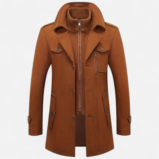 Męski płaszcz tweedowy slim fit – klasyczna odzież wierzchnia na jesień, zimę, do biura, na co dzień i w stylu smart casual