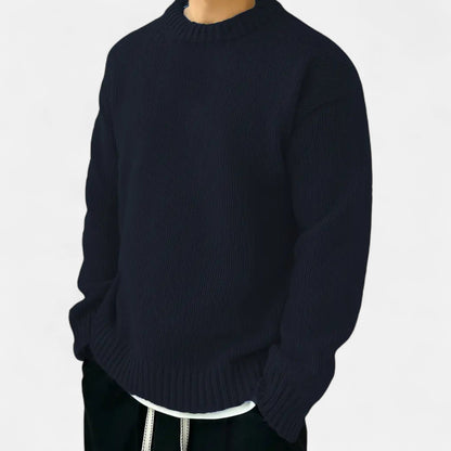 Men's Solid-Color Crew-Neck Pullover – Classic Sweater for Autumn, Winter, Everyday Wear and Smart Casual Style