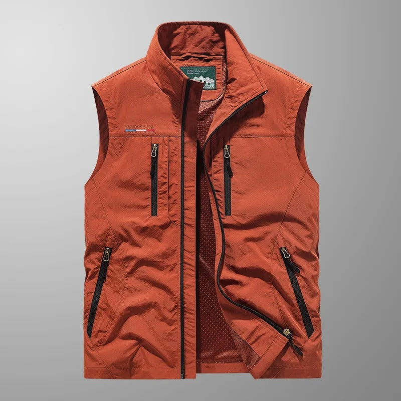 Men's quilted vest with zip closure and high collar – practical transitional jacket for outdoor use, everyday wear, and leisure