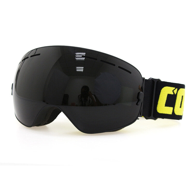 Pánské lyžařské brýle proti zamlžování se širokým sklem a UV ochranou – snowboardové brýle s páskem kompatibilním s helmou na lyžování, snowboarding a zimní sporty