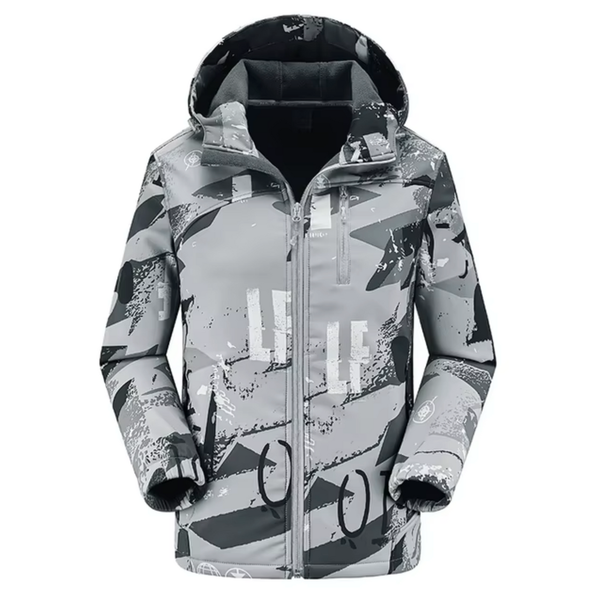 Women's Patterned Softshell Jacket with Hood - Warm, Windproof, and Waterproof Jacket for Hiking, Winter, and Outdoor Activities