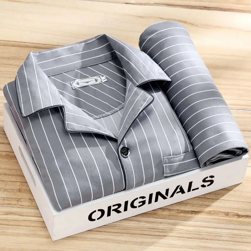 Men's Printed Pajama Set with Button Closure – 2-Piece Sleepwear for Relaxing, Lounging at Home, and Gifting