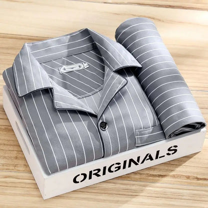 Men's Printed Pajama Set with Button Closure – 2-Piece Sleepwear for Relaxing, Lounging at Home, and Gifting