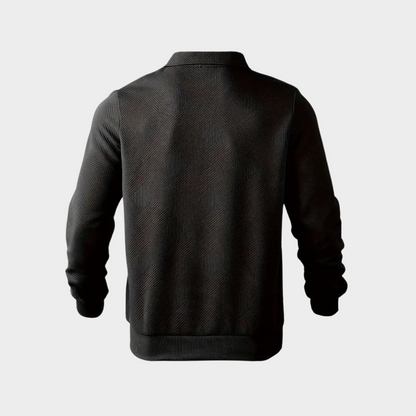 Herre Varm Polo-Sweatshirt Med Halv Lynlås – Afslappet Langærmet Lag Til Kontor Og Weekendbrug
