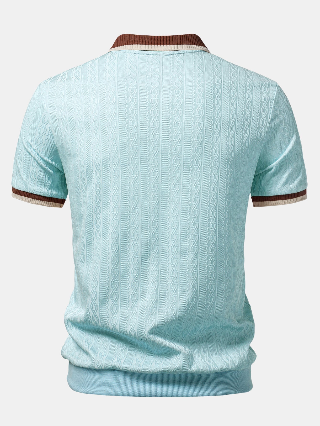 Herre Quarter-Zip Strikpolo – Tekstureret Skræddersyet Skjorte til Smart Casual Brug