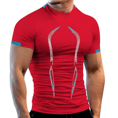 Tricou de compresie bărbătesc cu mâneci scurte și croială cambrată – bluză sport de antrenament cu panouri de performanță pentru fitness, alergare și sport