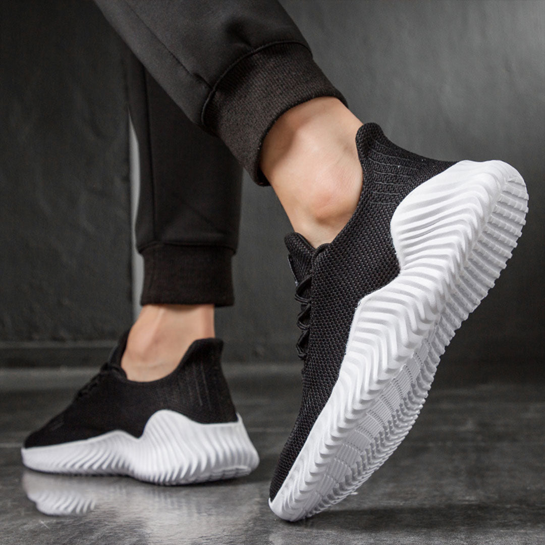 Men's Lightweight Running Shoes in Breathable Knit with Laces - Flexible Training Shoes with a Molded Sole for Running, Fitness, Sports and Everyday Wear