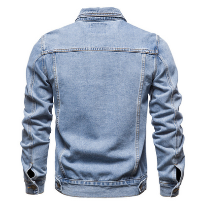 Jachetă clasică trucker din denim pentru bărbați, cu închidere cu nasturi și buzunare la piept – jachetă casual pentru toamnă, purtare zilnică, timp liber și stil smart casual