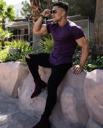 Herre Longline T-Shirt i Athletic Fit med Stretch Komfort