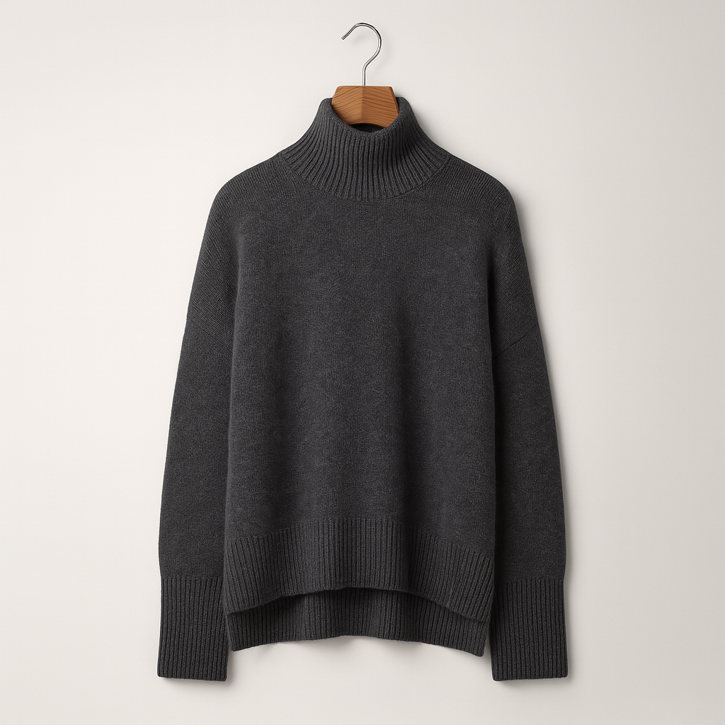 Women's Cashmere-Blend Turtleneck Sweater – Soft Casual Knit for Autumn and Winter