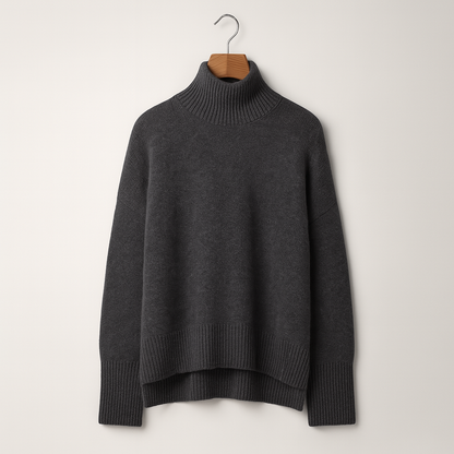 Women's Cashmere-Blend Turtleneck Sweater – Soft Casual Knit for Autumn and Winter