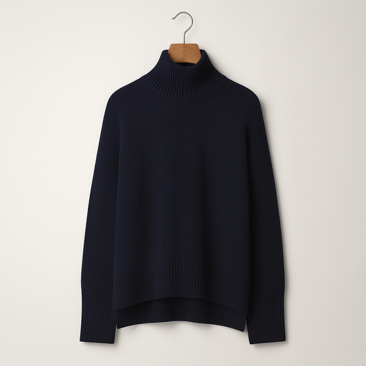 Women's Cashmere-Blend Turtleneck Sweater – Soft Casual Knit for Autumn and Winter