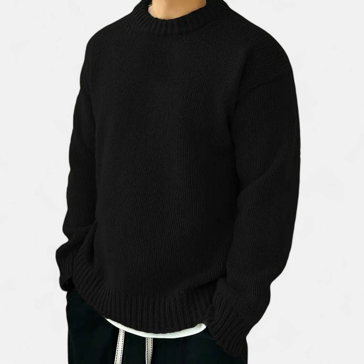 Men's Solid-Color Crew-Neck Pullover – Classic Sweater for Autumn, Winter, Everyday Wear and Smart Casual Style