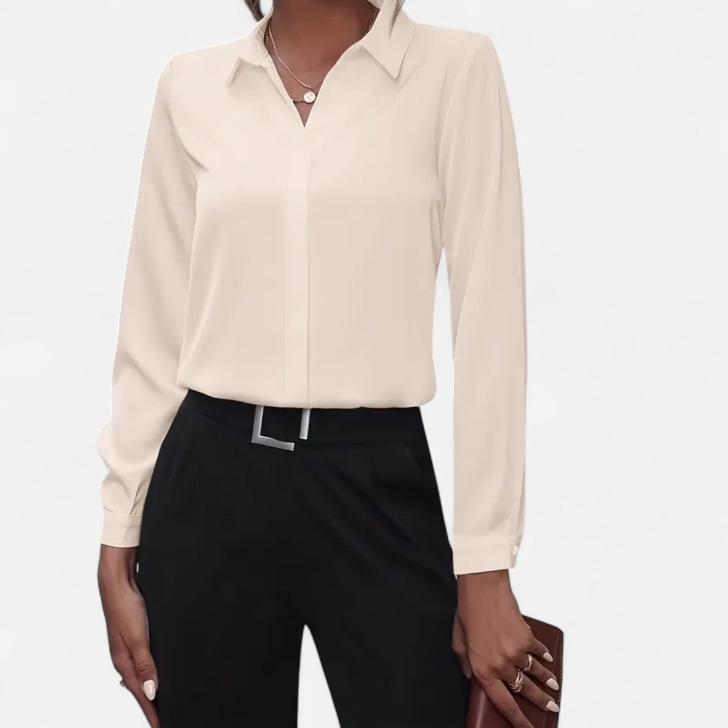 Dame Elegant V-Hals Bluse Med Minimalistisk Pasform