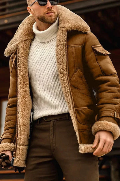 Pánská zimní bunda ve stylu Camel - klasická a teplá bunda na podzim, zimu, každodenní nošení a elegantně ležérní styl