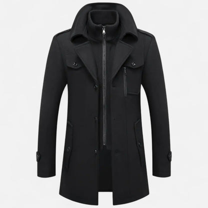 Męski płaszcz tweedowy slim fit – klasyczna odzież wierzchnia na jesień, zimę, do biura, na co dzień i w stylu smart casual