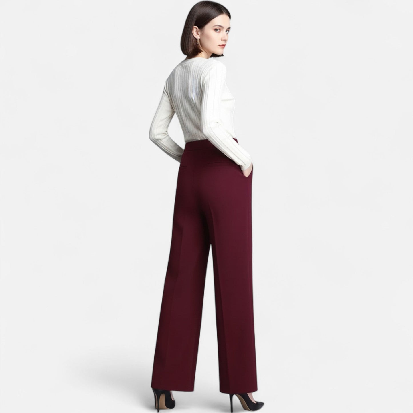 Women's High-Waisted Wide-Leg Trousers – Elegant Wide-Leg Design for the Office, Everyday Wear, Holidays and Smart-Casual Style