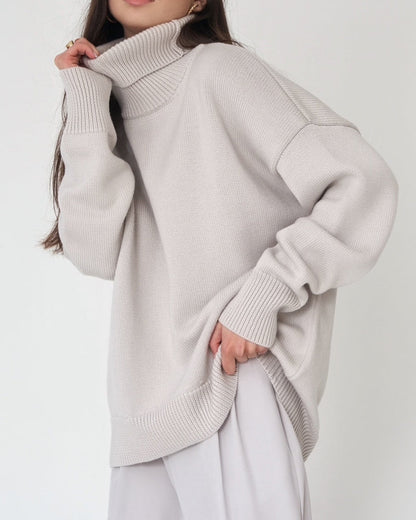 Dame Oversized Rullekravesweater – Afslappet Vinterstrik Til Daglig Lagdeling