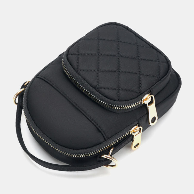 Dame Quiltet Mini-crossbody-taske Til Telefon Med Flere Lommer – Kompakt Taske Med Justerbar Skulderrem Til Hverdagsbrug, Shopping Og Fritid