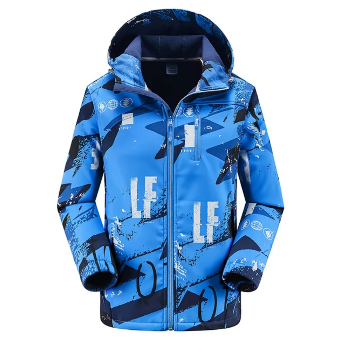 Women's Patterned Softshell Jacket with Hood - Warm, Windproof, and Waterproof Jacket for Hiking, Winter, and Outdoor Activities