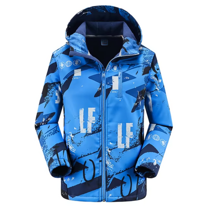 Women's Patterned Softshell Jacket with Hood - Warm, Windproof, and Waterproof Jacket for Hiking, Winter, and Outdoor Activities
