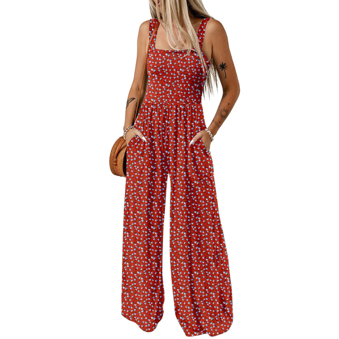 Dame Printet Jumpsuit Med Brede Ben – Afslappet Festtøj Til Forår Og Sommer