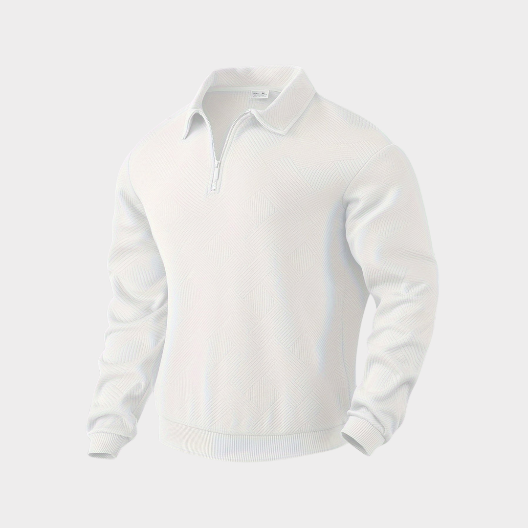 Herre Varm Polo-Sweatshirt Med Halv Lynlås – Afslappet Langærmet Lag Til Kontor Og Weekendbrug