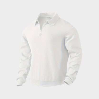 Herre Varm Polo-Sweatshirt Med Halv Lynlås – Afslappet Langærmet Lag Til Kontor Og Weekendbrug