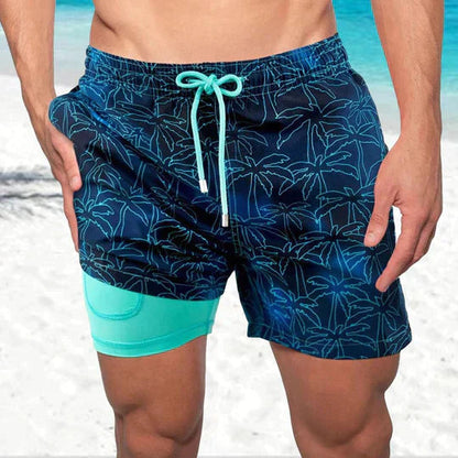 Herre Badeshorts Med Print Og Justerbar Snøre – Afslappede Shorts Til Strand, Pool, Ferie Og Sommerens Fritidsaktiviteter