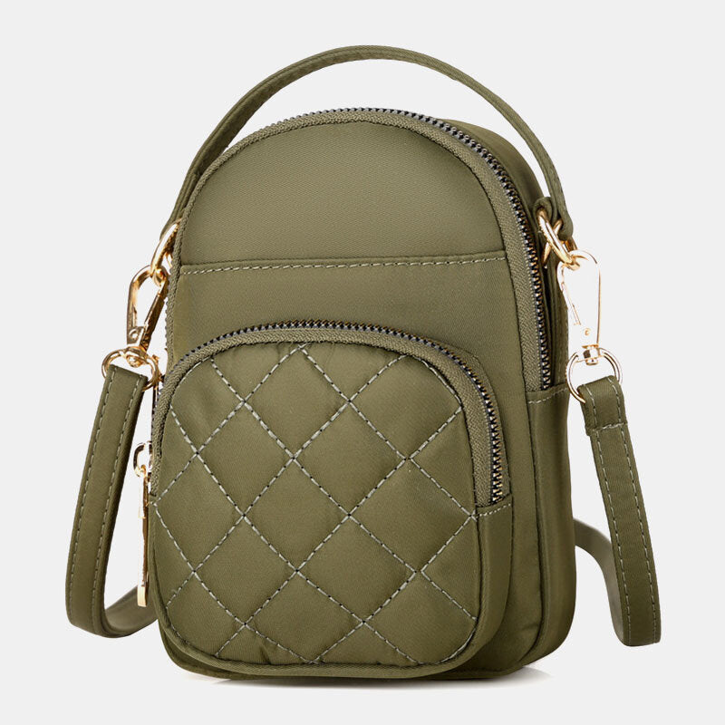 Dame Quiltet Mini-crossbody-taske Til Telefon Med Flere Lommer – Kompakt Taske Med Justerbar Skulderrem Til Hverdagsbrug, Shopping Og Fritid