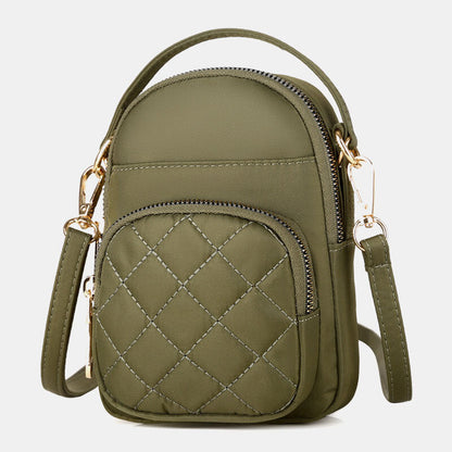 Dame Quiltet Mini-crossbody-taske Til Telefon Med Flere Lommer – Kompakt Taske Med Justerbar Skulderrem Til Hverdagsbrug, Shopping Og Fritid