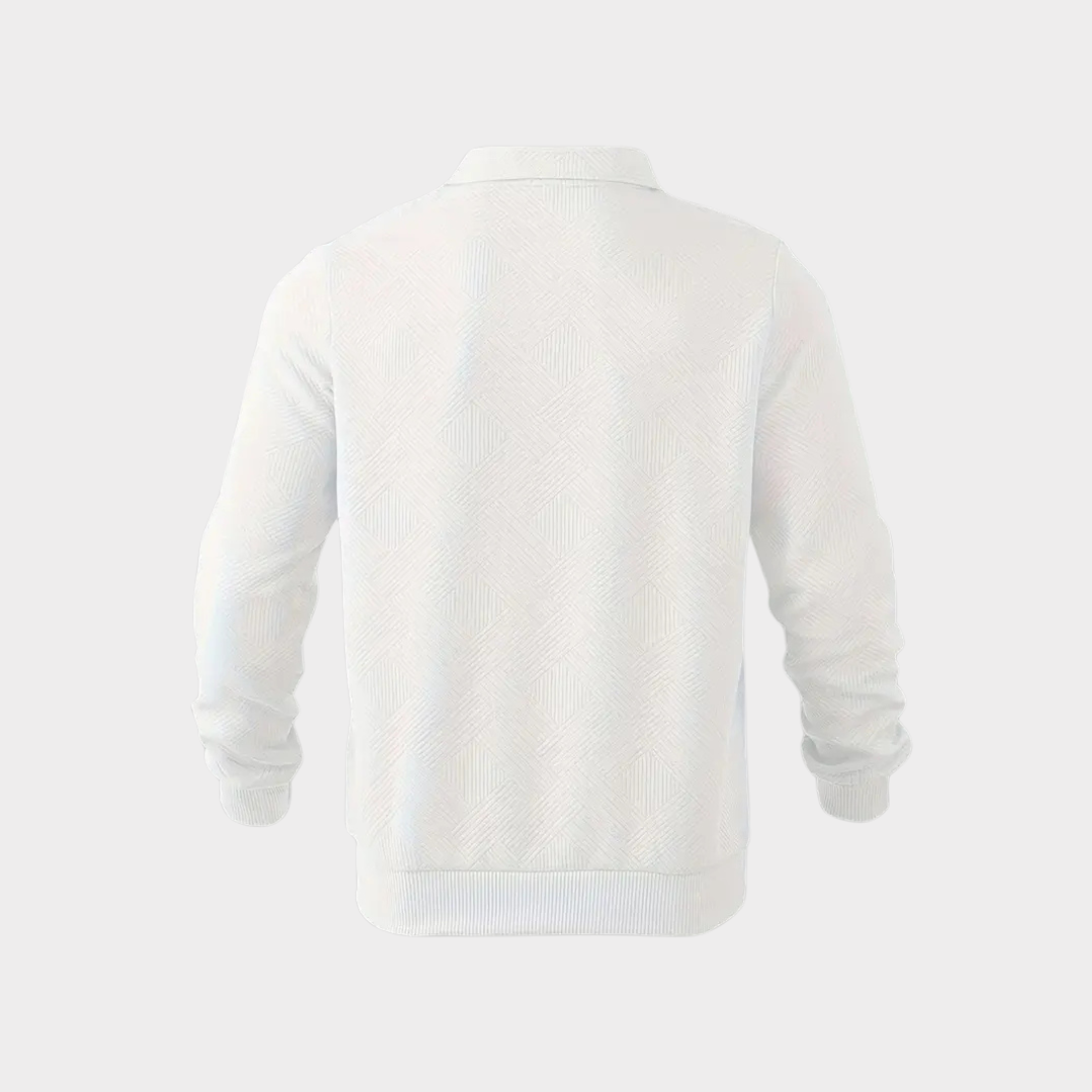 Herre Varm Polo-Sweatshirt Med Halv Lynlås – Afslappet Langærmet Lag Til Kontor Og Weekendbrug