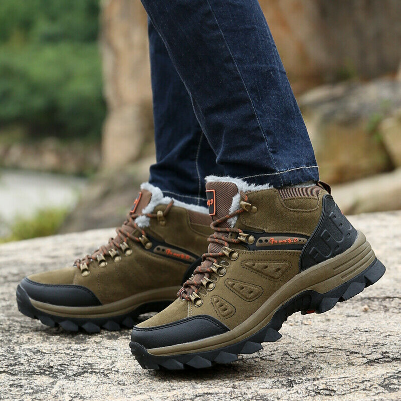 Botas de senderismo de invierno hidrorrepelentes para hombre con forro de polar y suela dentada antideslizante - botas outdoor cálidas para invierno, senderismo y actividades al aire libre