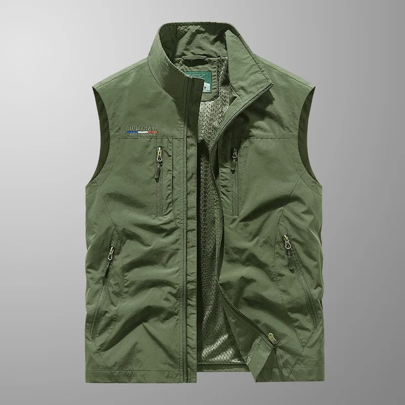 Men's quilted vest with zip closure and high collar – practical transitional jacket for outdoor use, everyday wear, and leisure