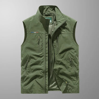 Men's quilted vest with zip closure and high collar – practical transitional jacket for outdoor use, everyday wear, and leisure