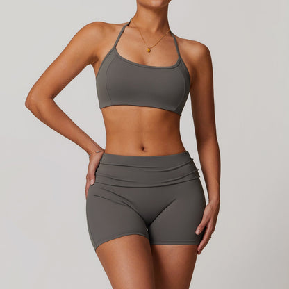 Dame Yogasæt Med Stropper Formende Pasform Og Shorts